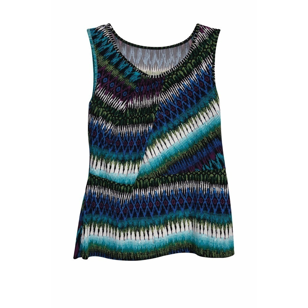 Carole Little Vintage Multicolor Abstract Print Stretch Tank Top Large Y2K